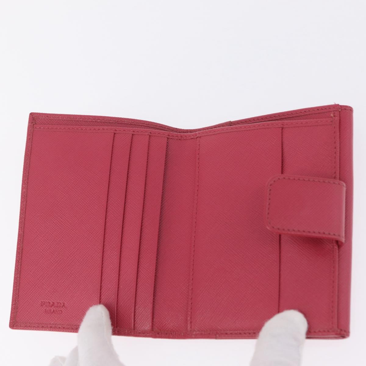 PRADA Bifold Wallet Saffiano leather Pink Gold Auth 197939M