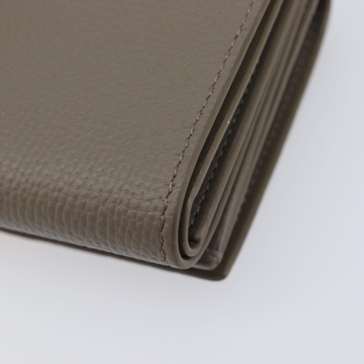 LOEWE Trifold Wallet Leather Beige Gold Auth 197942M