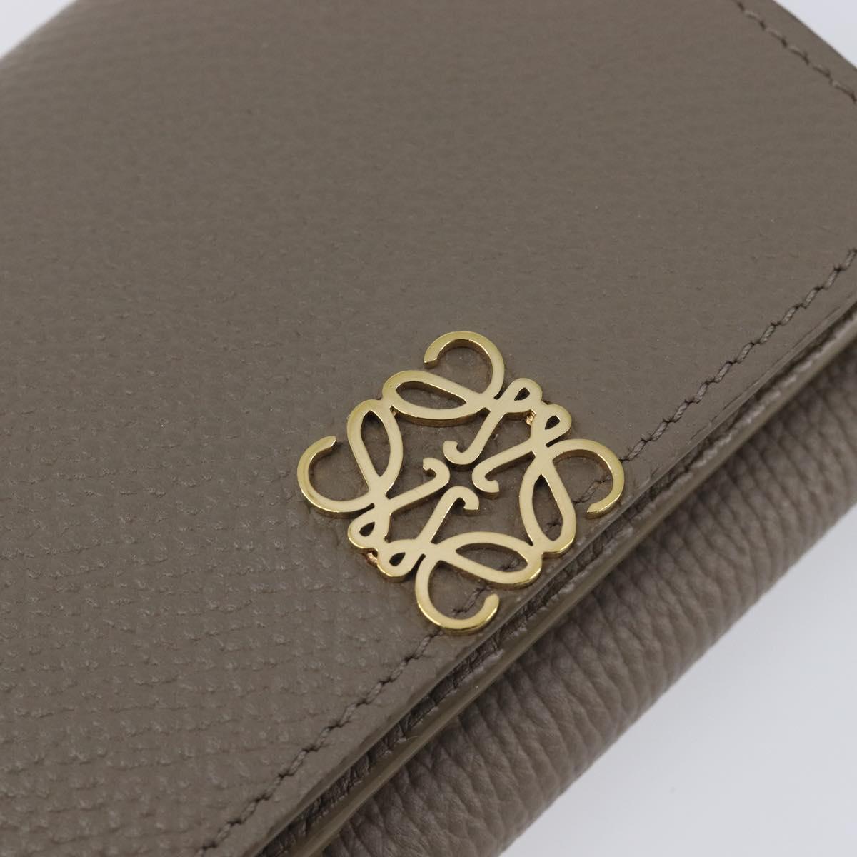 LOEWE Trifold Wallet Leather Beige Gold Auth 197942M