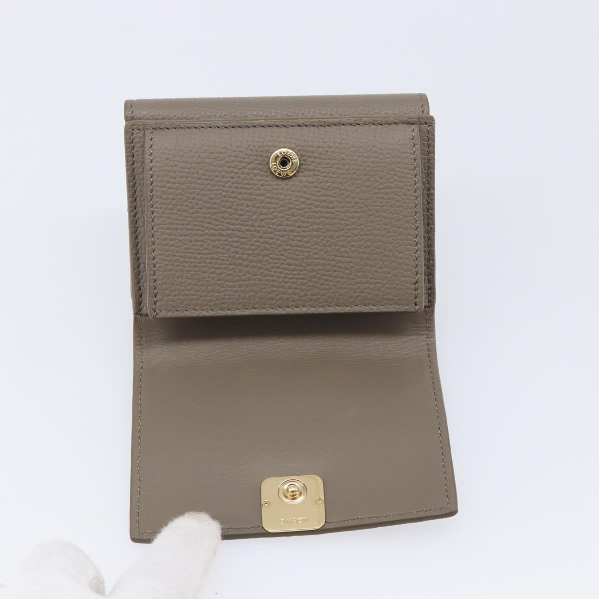 LOEWE Trifold Wallet Leather Beige Gold Auth 197942M