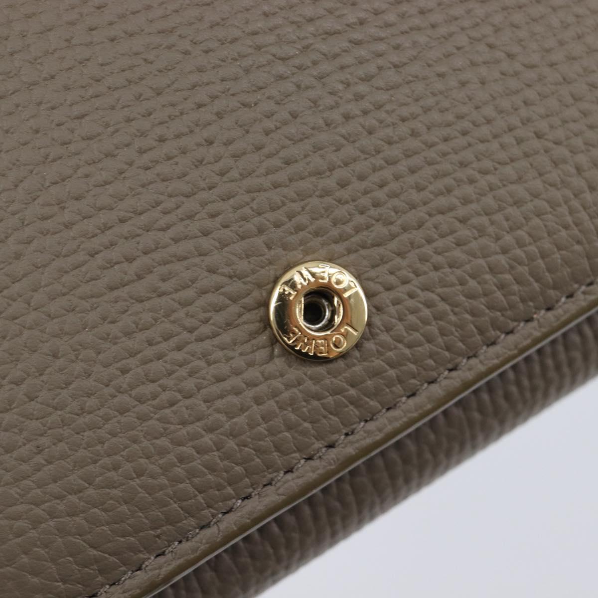 LOEWE Trifold Wallet Leather Beige Gold Auth 197942M
