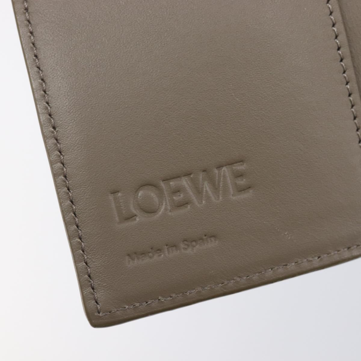 LOEWE Trifold Wallet Leather Beige Gold Auth 197942M