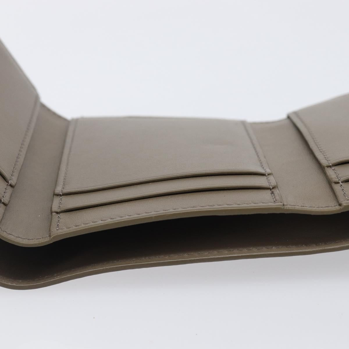 LOEWE Trifold Wallet Leather Beige Gold Auth 197942M