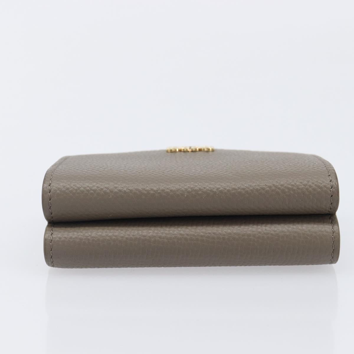 LOEWE Trifold Wallet Leather Beige Gold Auth 197942M