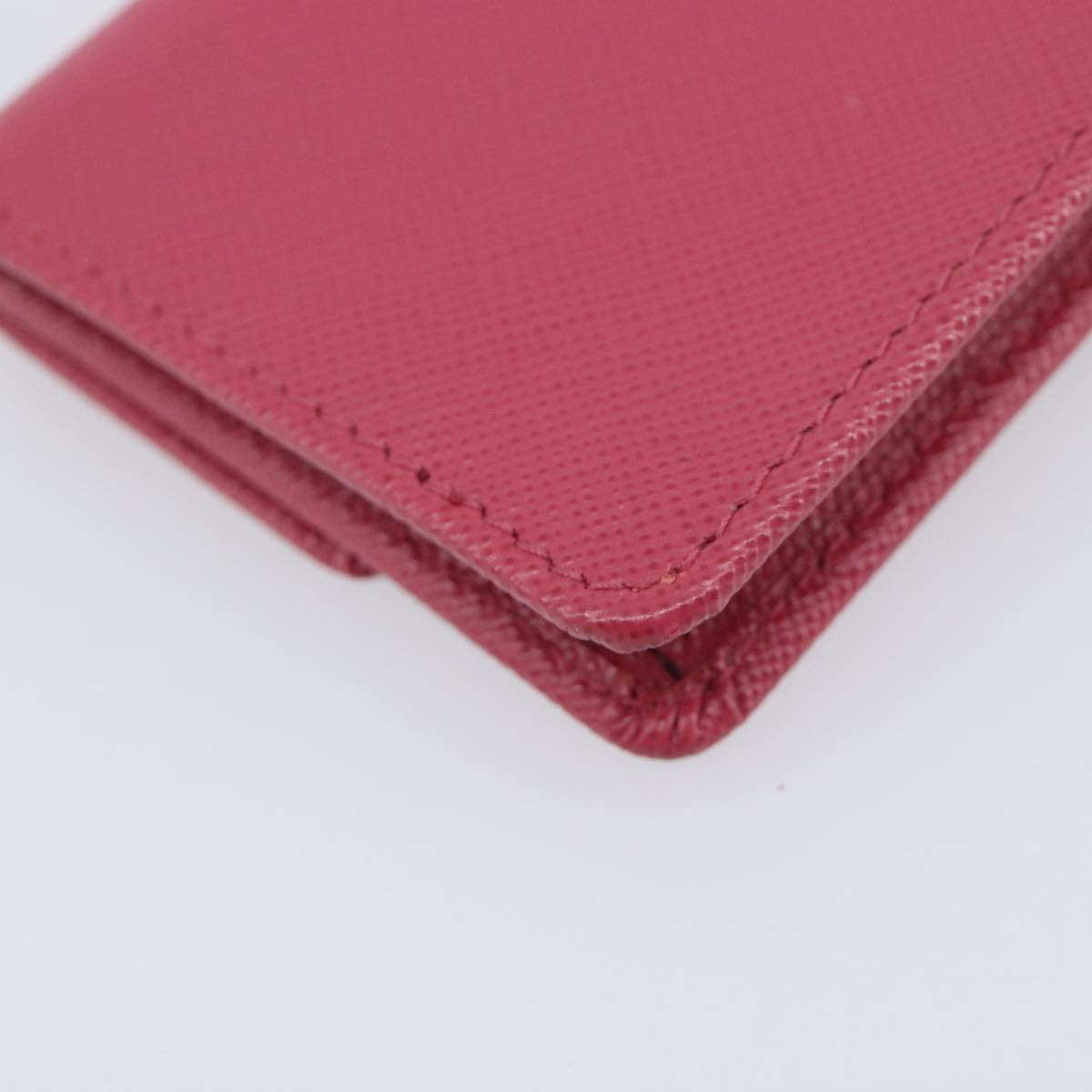 PRADA Card Case Saffiano leather Pink Gold Auth 197943M