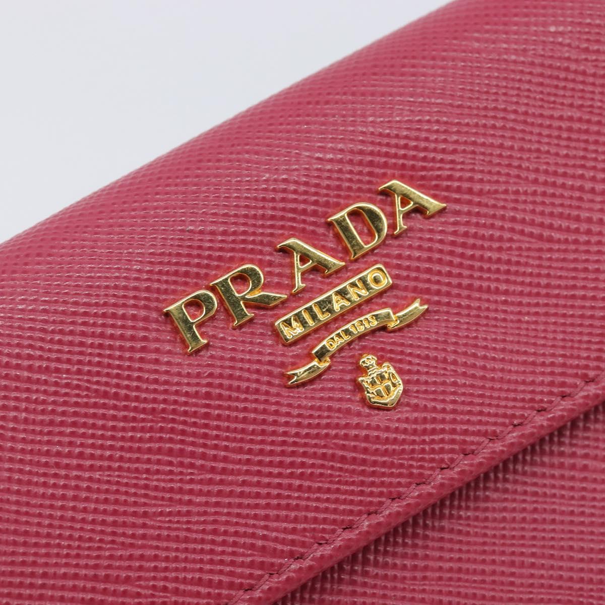 PRADA Card Case Saffiano leather Pink Gold Auth 197943M