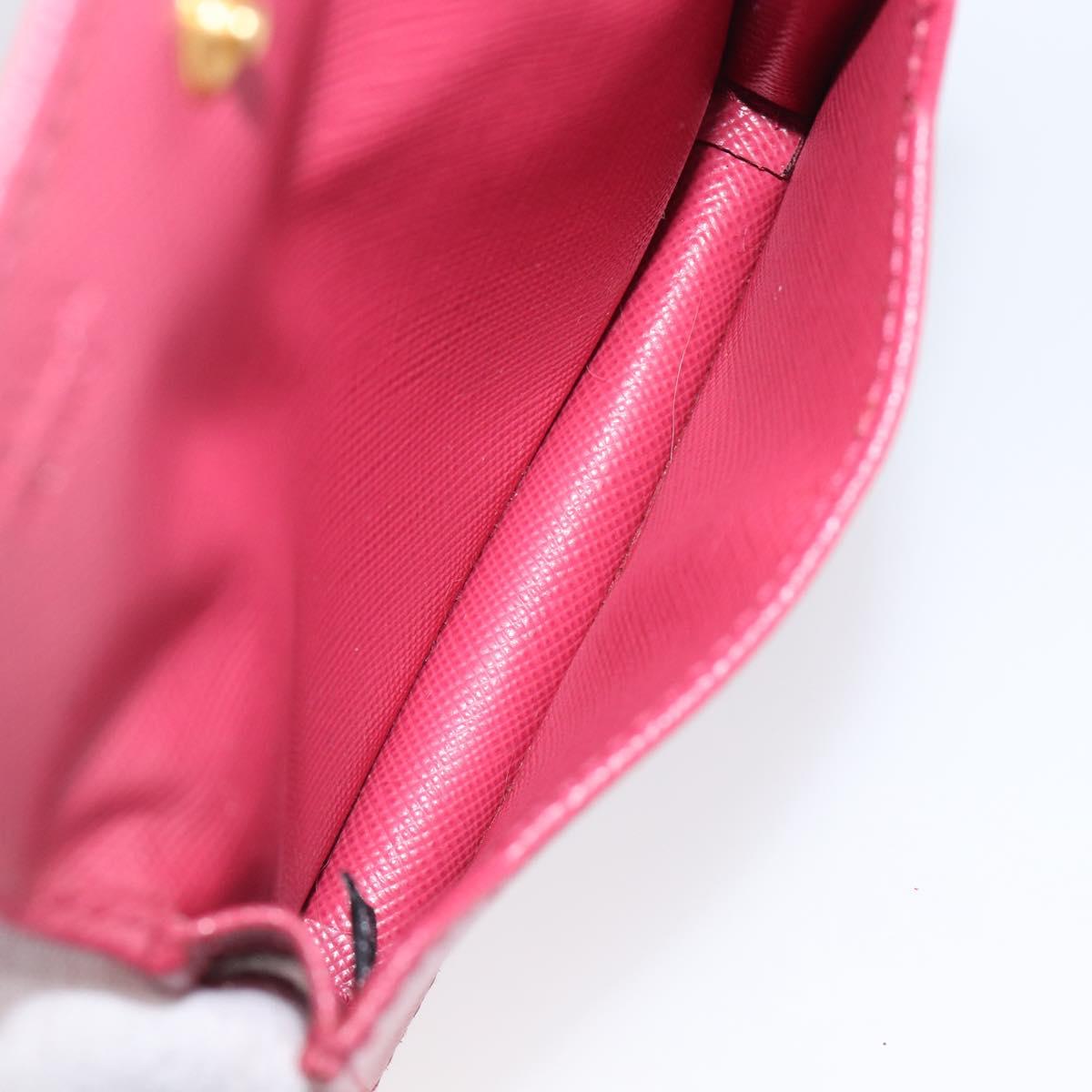 PRADA Card Case Saffiano leather Pink Gold Auth 197943M