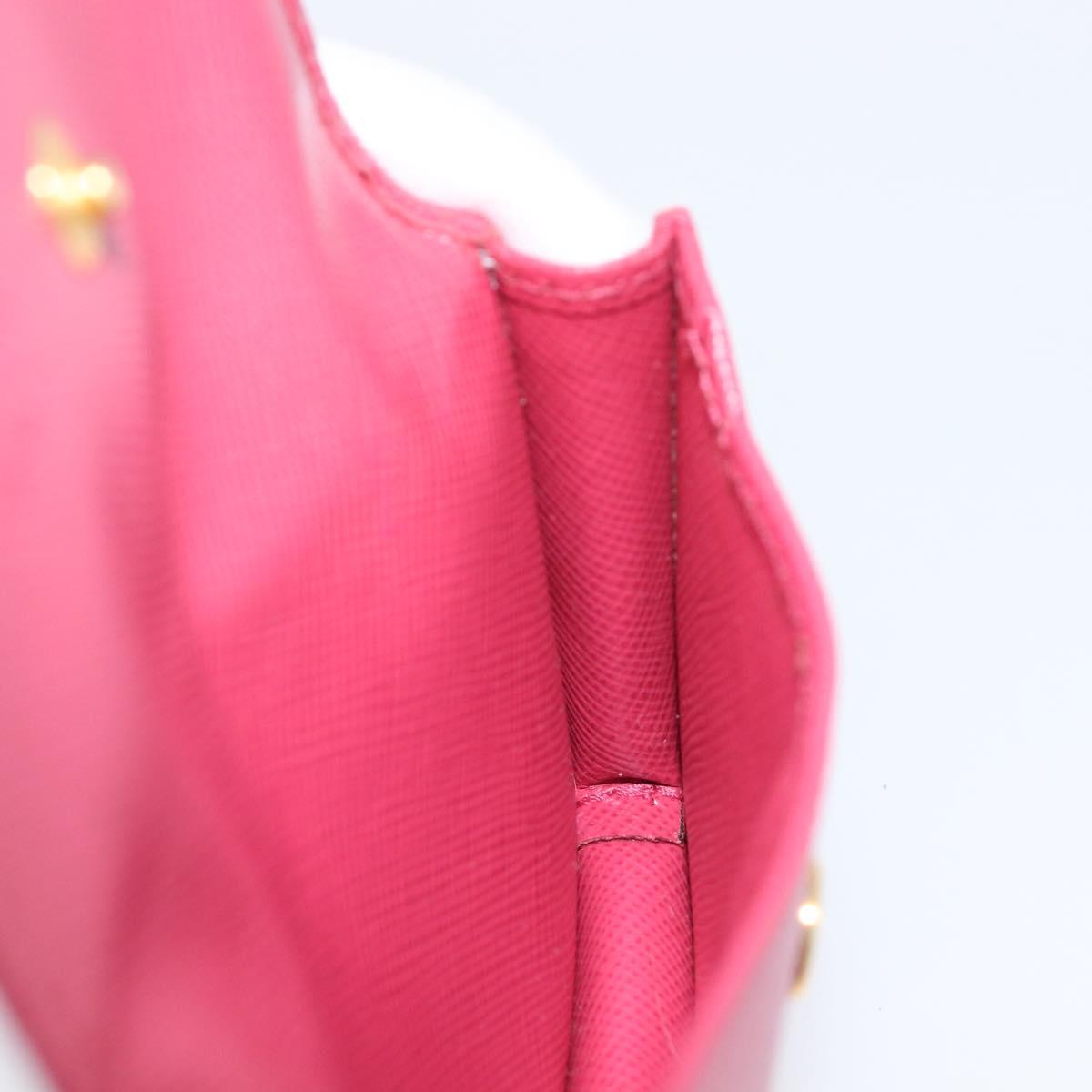 PRADA Card Case Saffiano leather Pink Gold Auth 197943M