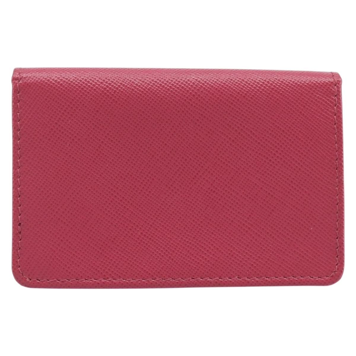 PRADA Card Case Saffiano leather Pink Gold Auth 197943M