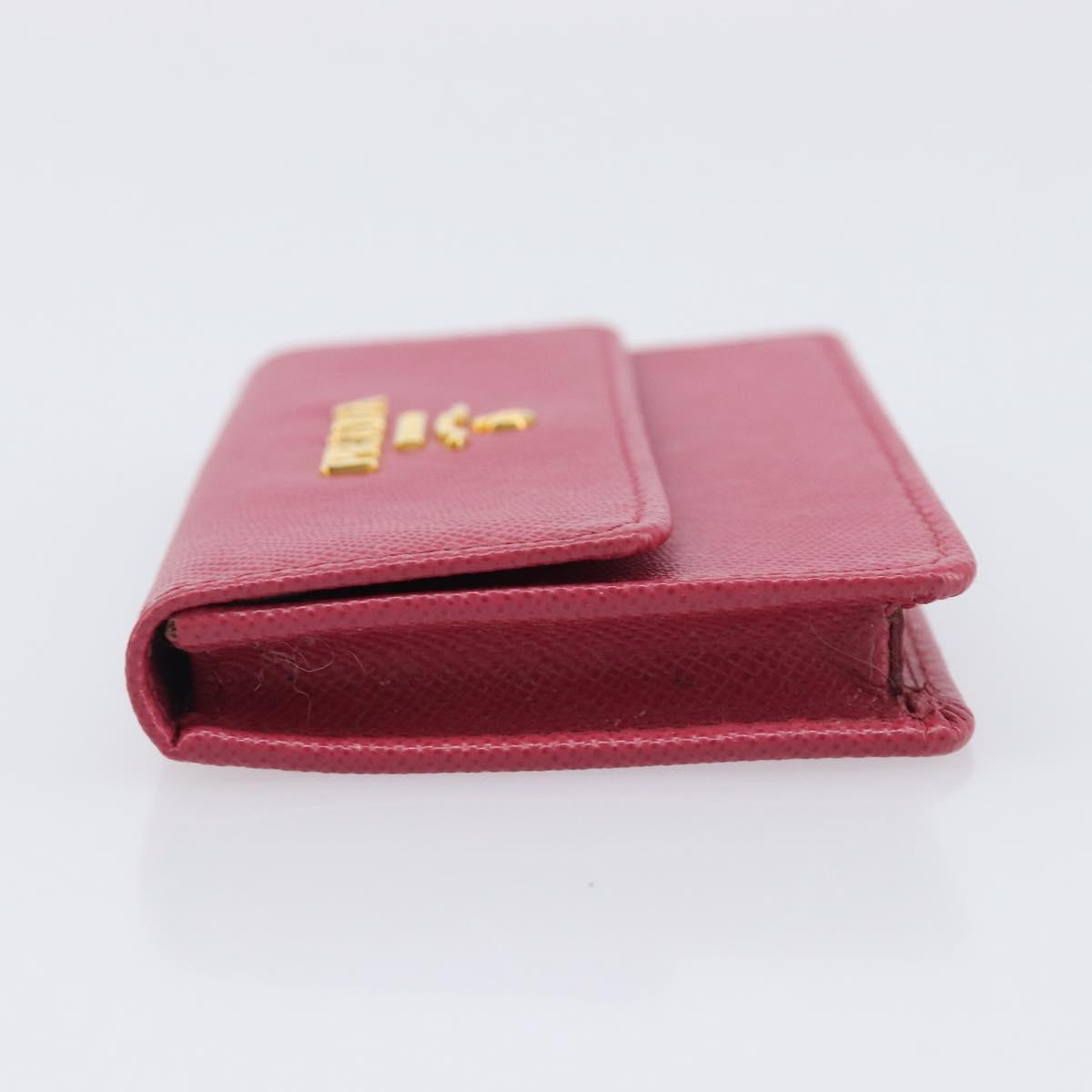 PRADA Card Case Saffiano leather Pink Gold Auth 197943M