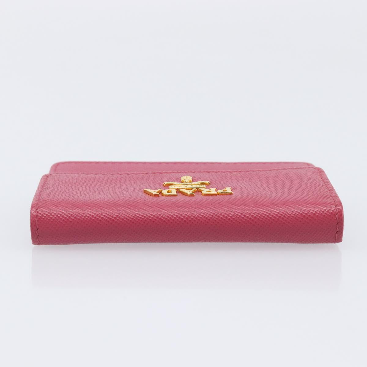 PRADA Card Case Saffiano leather Pink Gold Auth 197943M