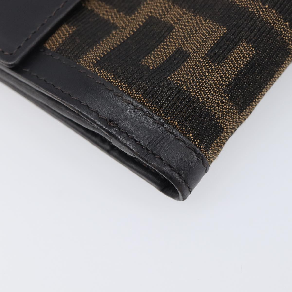 FENDI Zucca Canvas Bifold Wallet Black Brown Auth 197952V