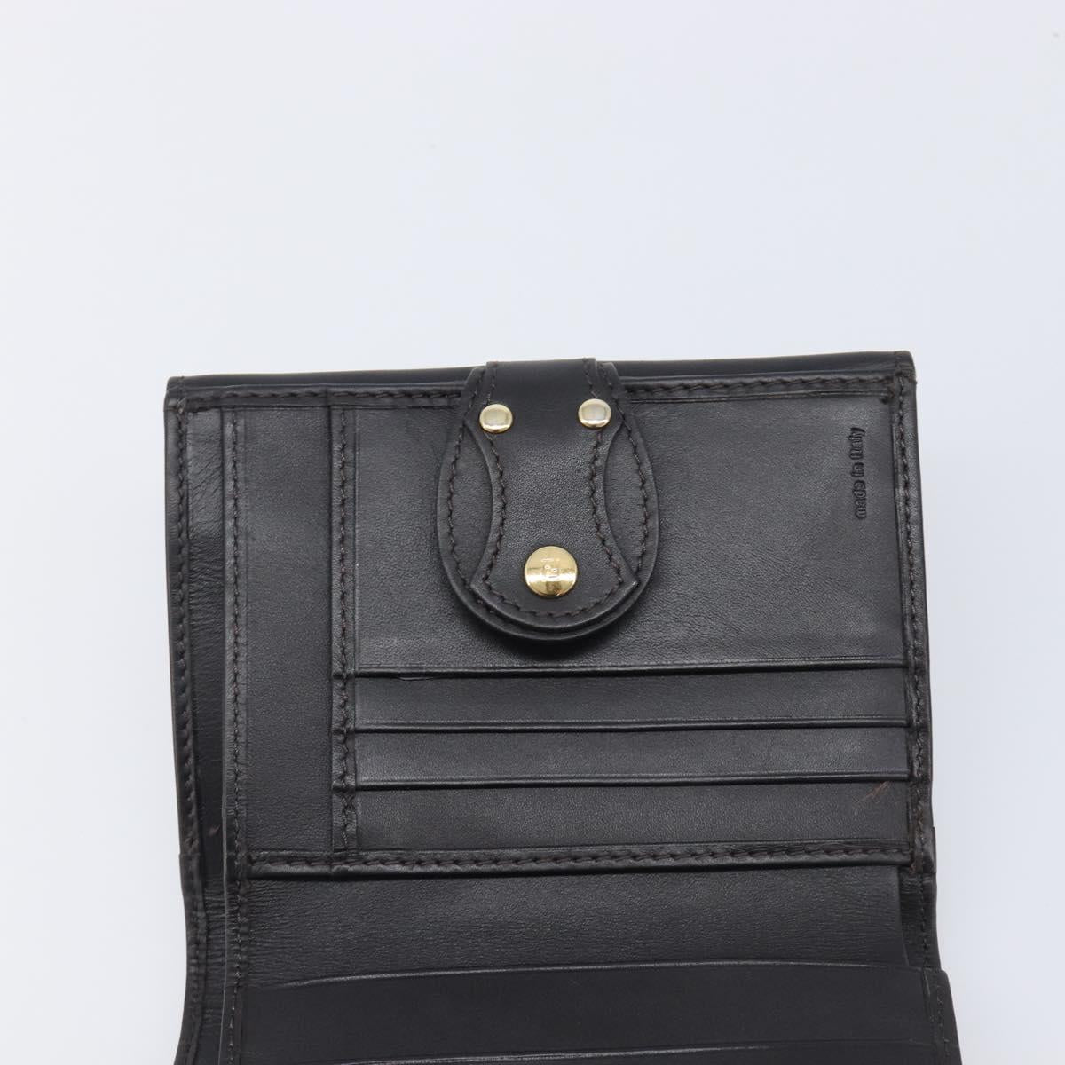 FENDI Zucca Canvas Bifold Wallet Black Brown Auth 197952V