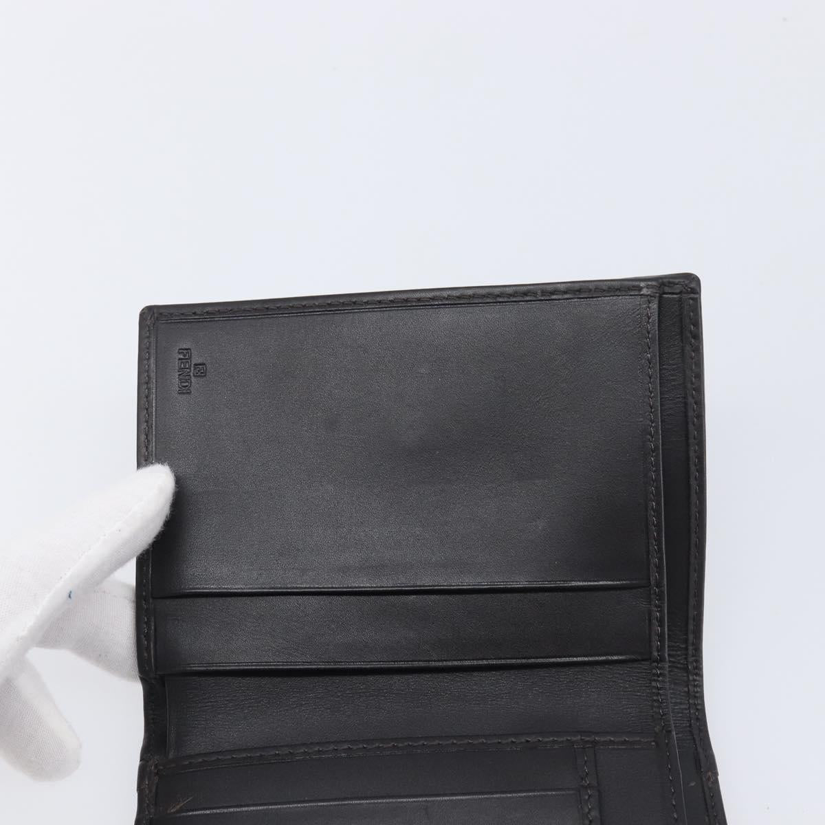 FENDI Zucca Canvas Bifold Wallet Black Brown Auth 197952V