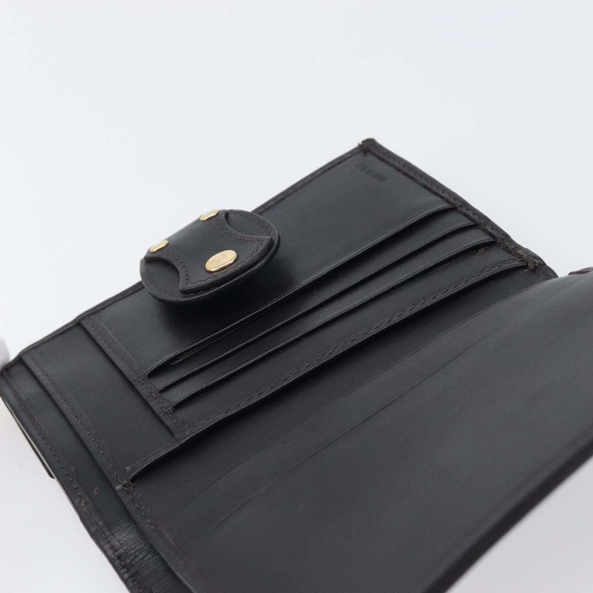 FENDI Zucca Canvas Bifold Wallet Black Brown Auth 197952V