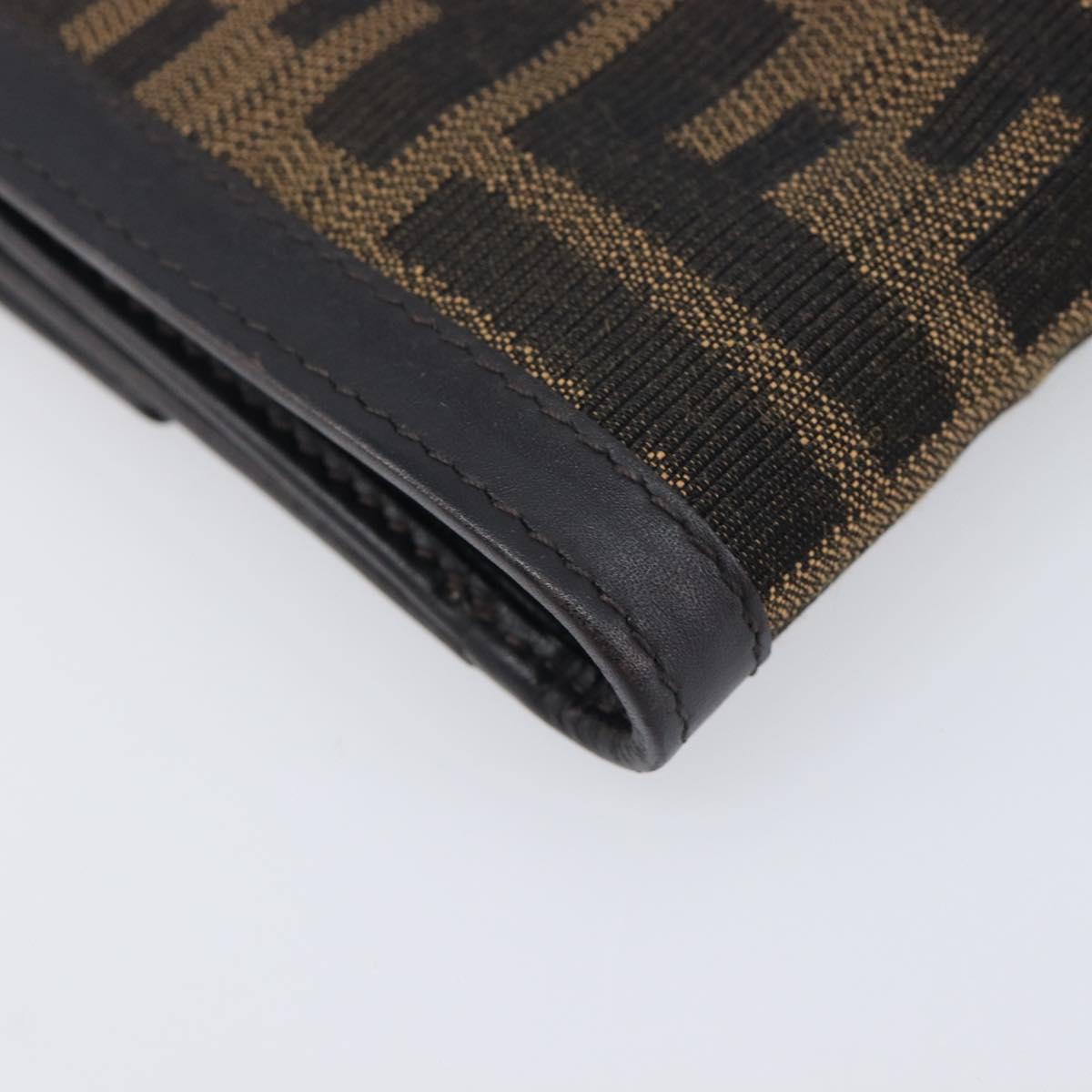 FENDI Zucca Canvas Bifold Wallet Black Brown Auth 197952V