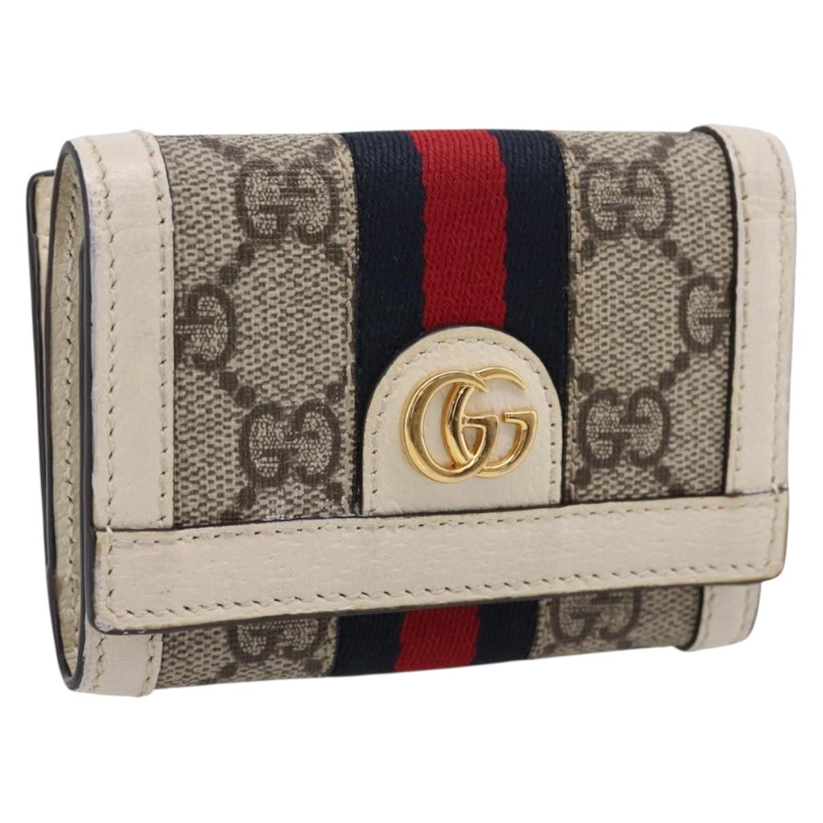 GUCCI GG Marmont Sherry Line GG Supreme Wallet PVC Beige 644334 Auth 197954V