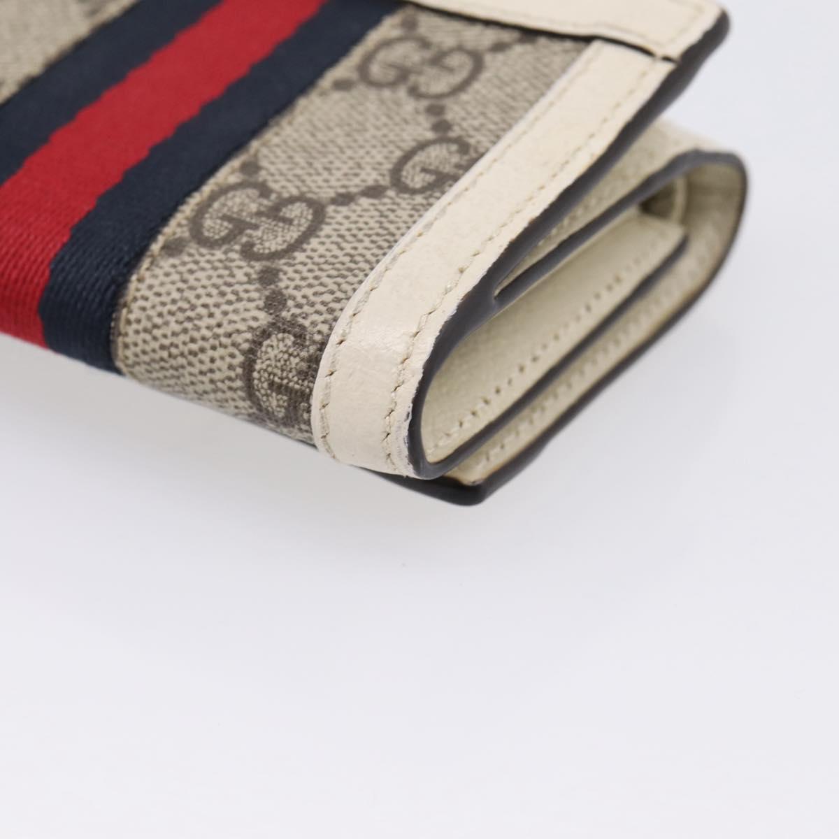 GUCCI GG Marmont Sherry Line GG Supreme Wallet PVC Beige 644334 Auth 197954V