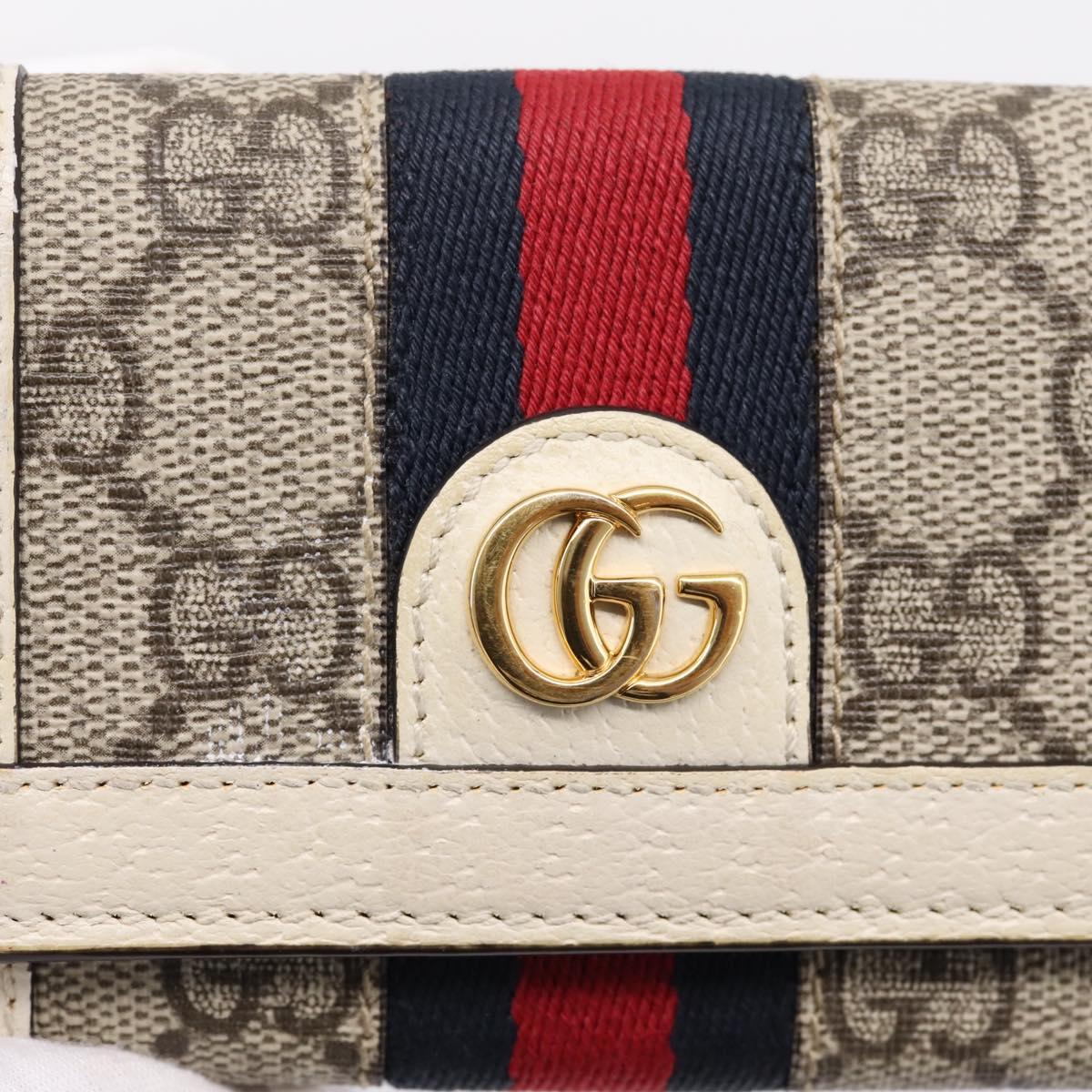 GUCCI GG Marmont Sherry Line GG Supreme Wallet PVC Beige 644334 Auth 197954V