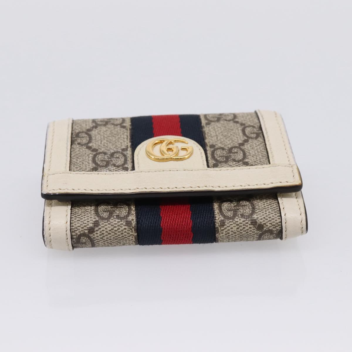 GUCCI GG Marmont Sherry Line GG Supreme Wallet PVC Beige 644334 Auth 197954V