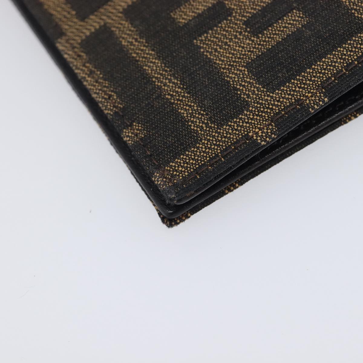 FENDI Zucca Canvas Long Wallet Black Brown Auth 197961V