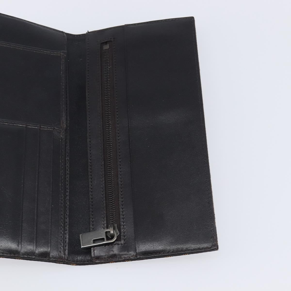 FENDI Zucca Canvas Long Wallet Black Brown Auth 197961V