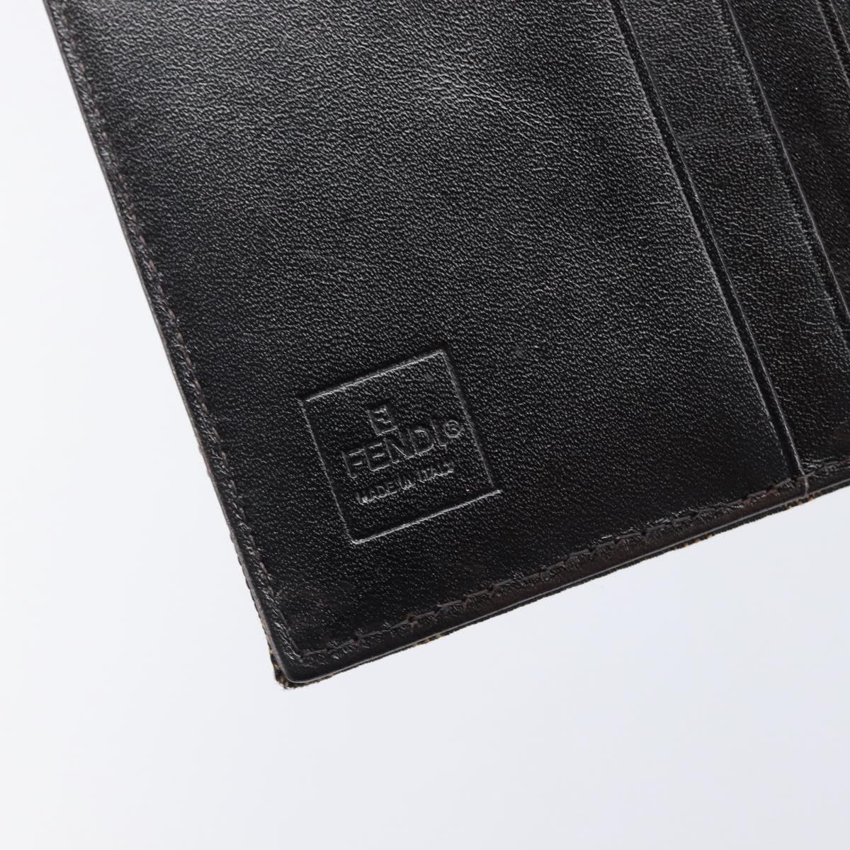 FENDI Zucca Canvas Long Wallet Black Brown Auth 197961V