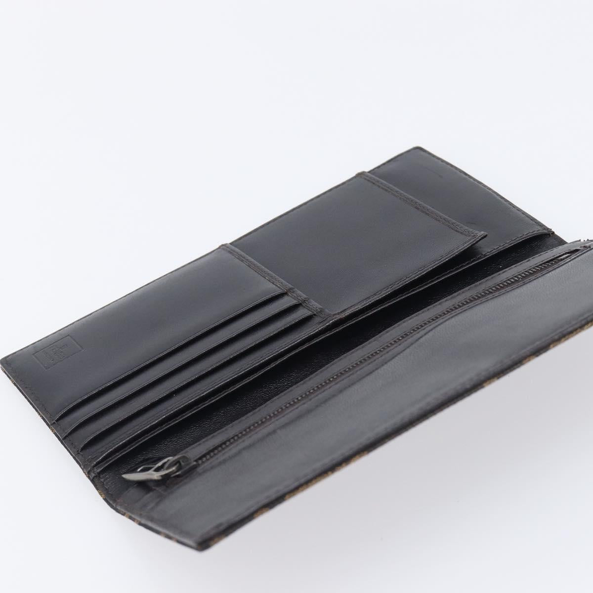 FENDI Zucca Canvas Long Wallet Black Brown Auth 197961V