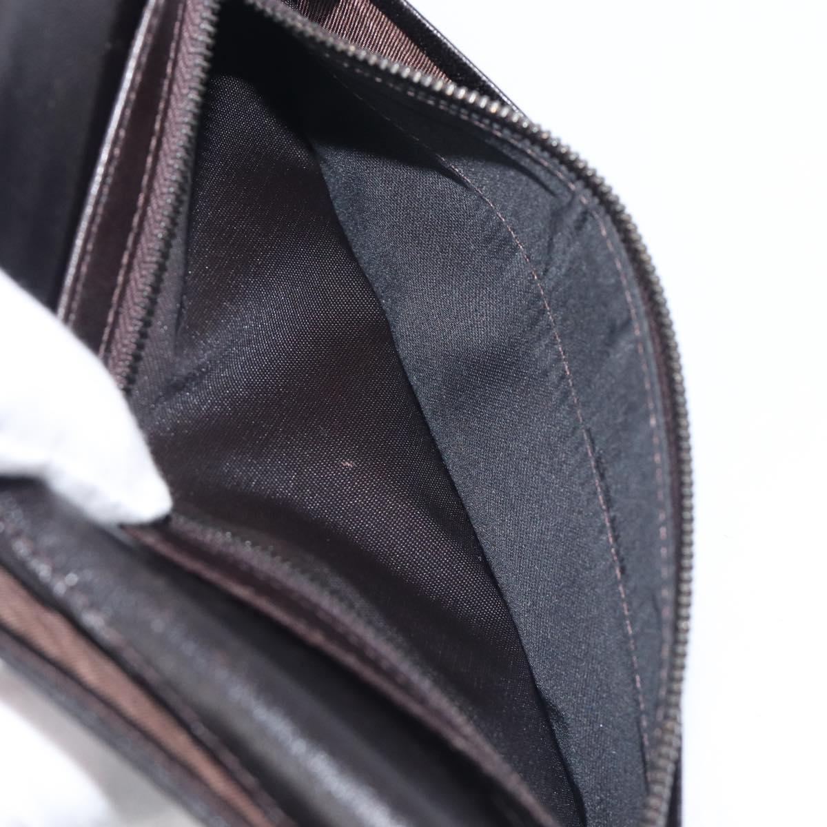 FENDI Zucca Canvas Long Wallet Black Brown Auth 197961V