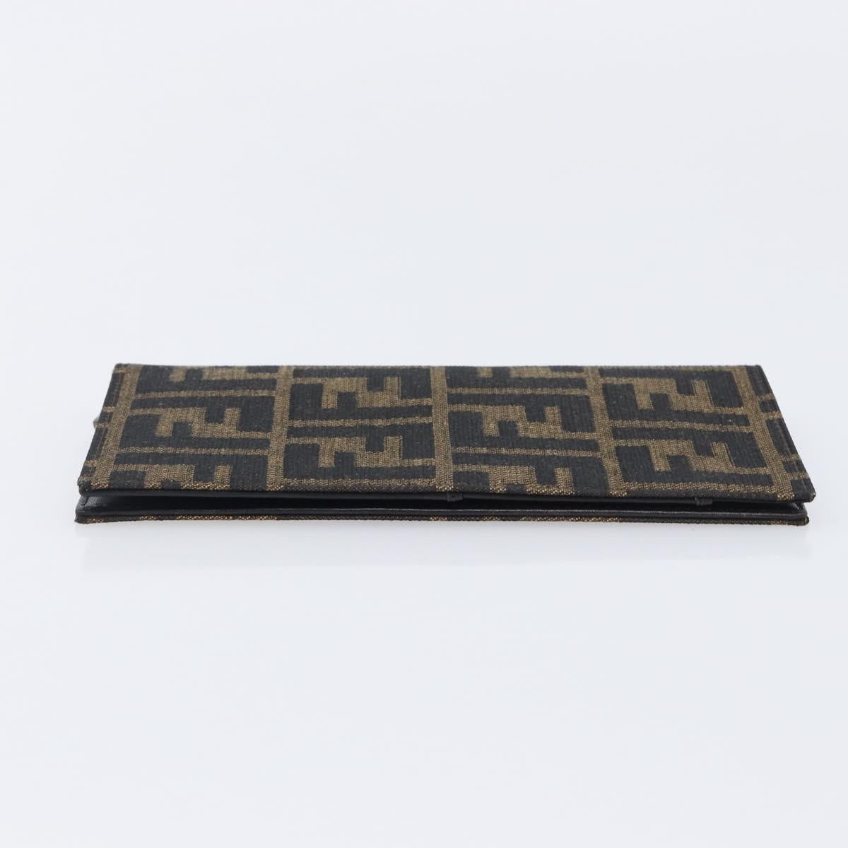FENDI Zucca Canvas Long Wallet Black Brown Auth 197961V