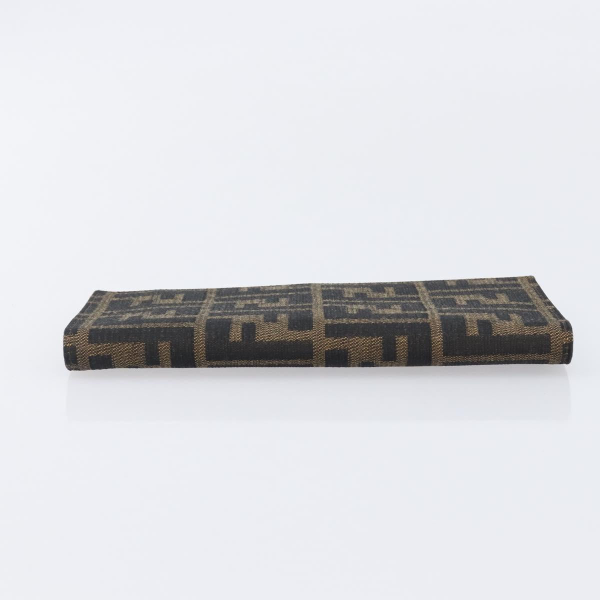 FENDI Zucca Canvas Long Wallet Black Brown Auth 197961V