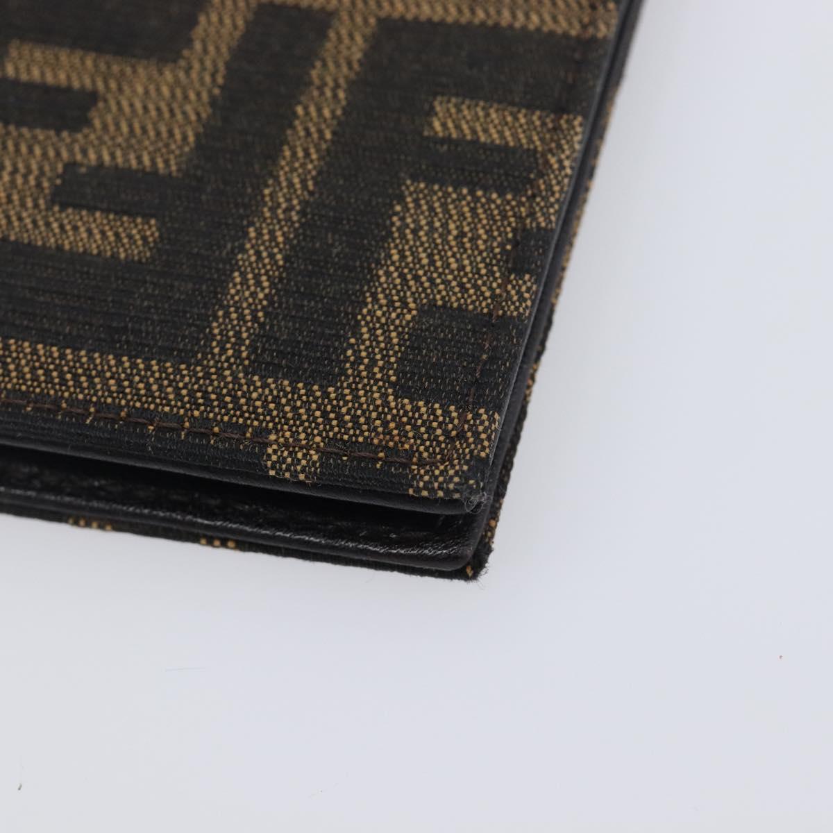 FENDI Zucca Canvas Long Wallet Black Brown Auth 197961V