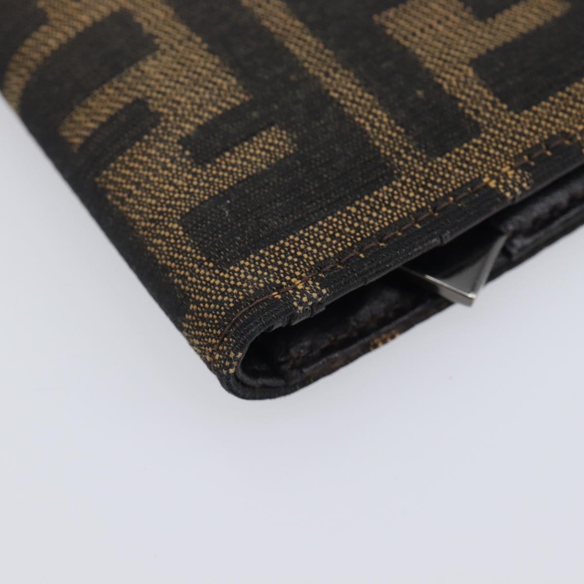 FENDI Zucca Canvas Long Wallet Black Brown Auth 197961V