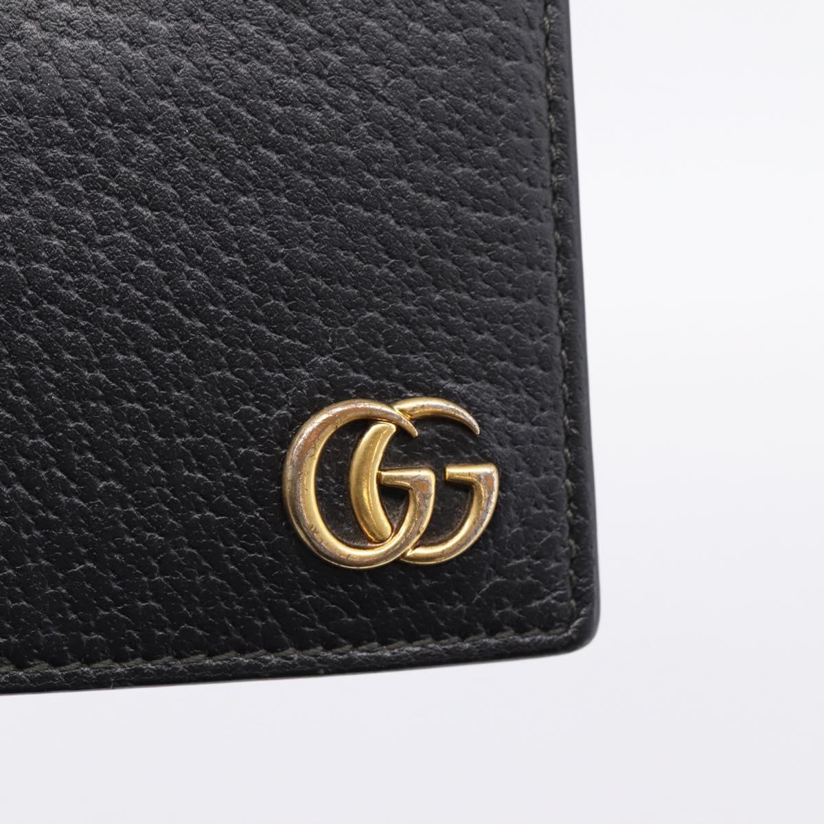 GUCCI GG Marmont Long Wallet Leather Black Gold 428740 Auth 197962A