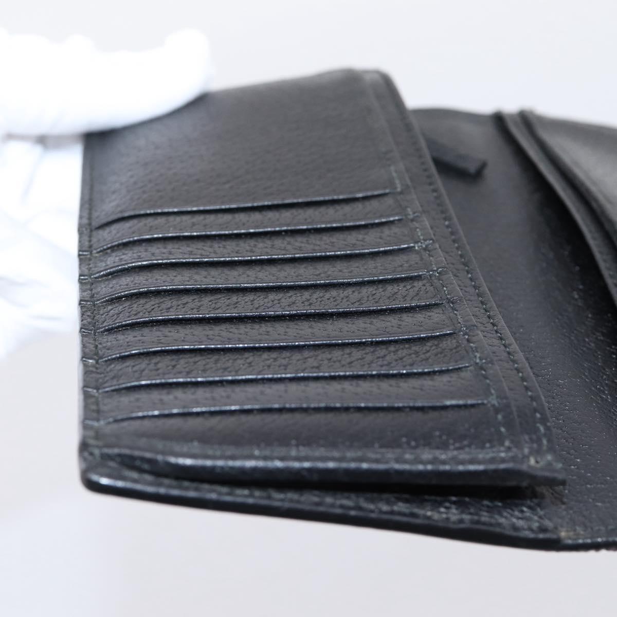 GUCCI GG Marmont Long Wallet Leather Black Gold 428740 Auth 197962A