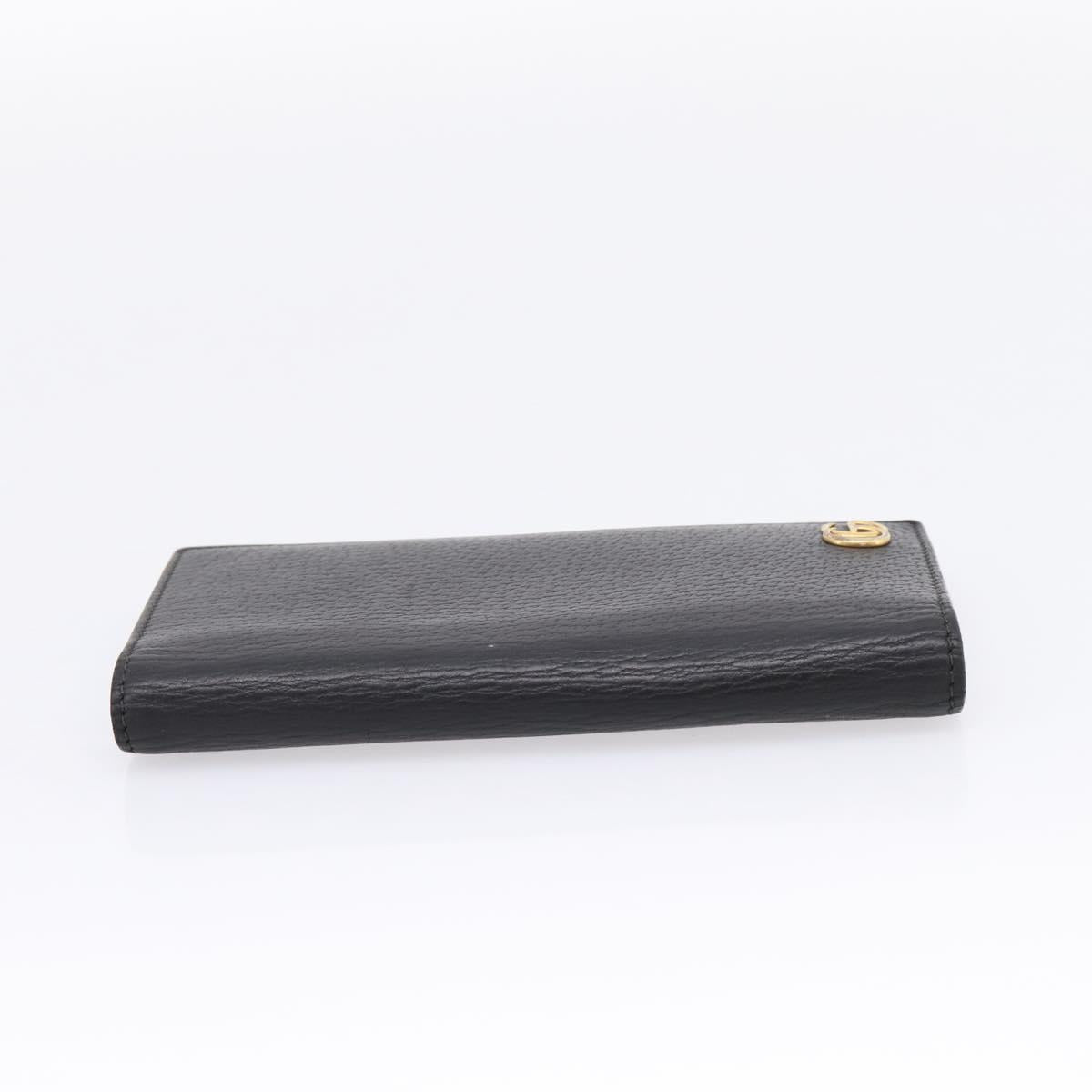 GUCCI GG Marmont Long Wallet Leather Black Gold 428740 Auth 197962A