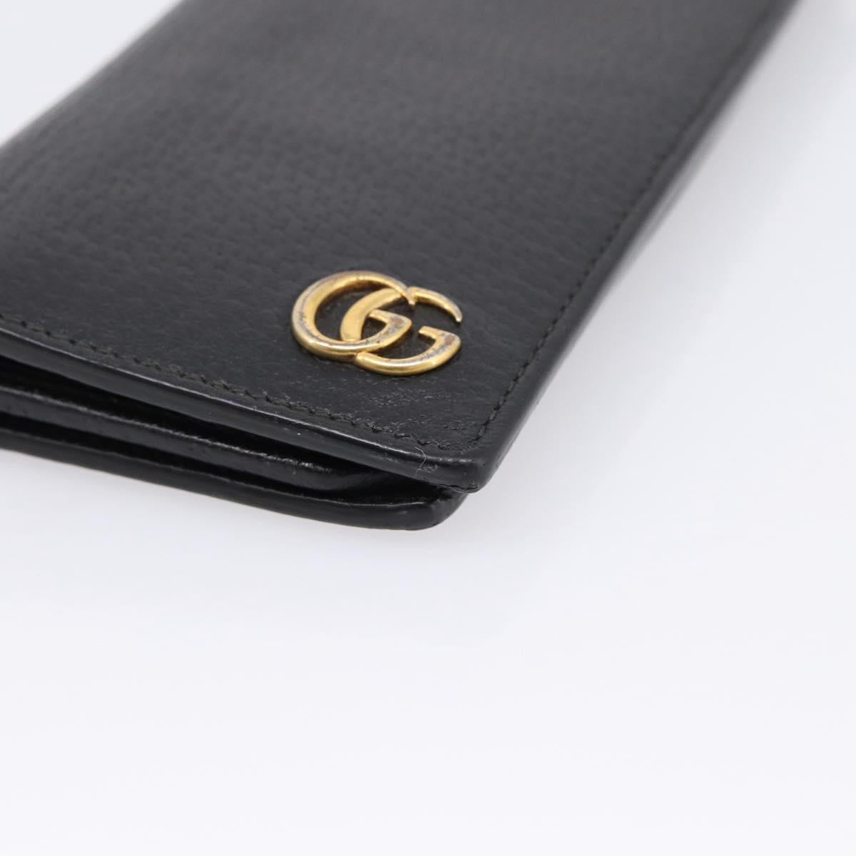 GUCCI GG Marmont Long Wallet Leather Black Gold 428740 Auth 197962A