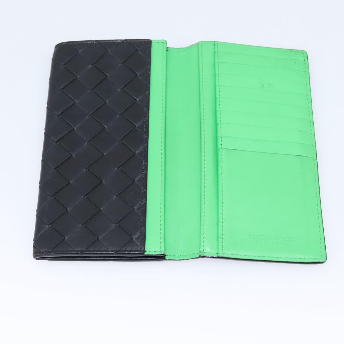 Bottega Veneta INTRECCIATO Long Wallet Leather Black Auth 197965A