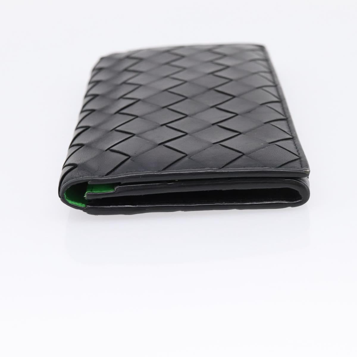 Bottega Veneta INTRECCIATO Long Wallet Leather Black Auth 197965A