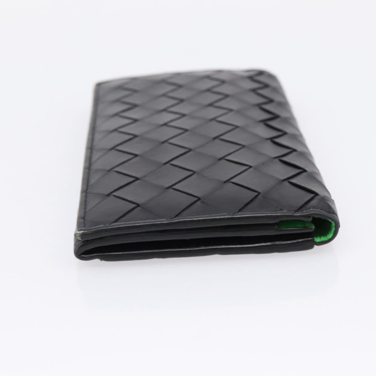 Bottega Veneta INTRECCIATO Long Wallet Leather Black Auth 197965A