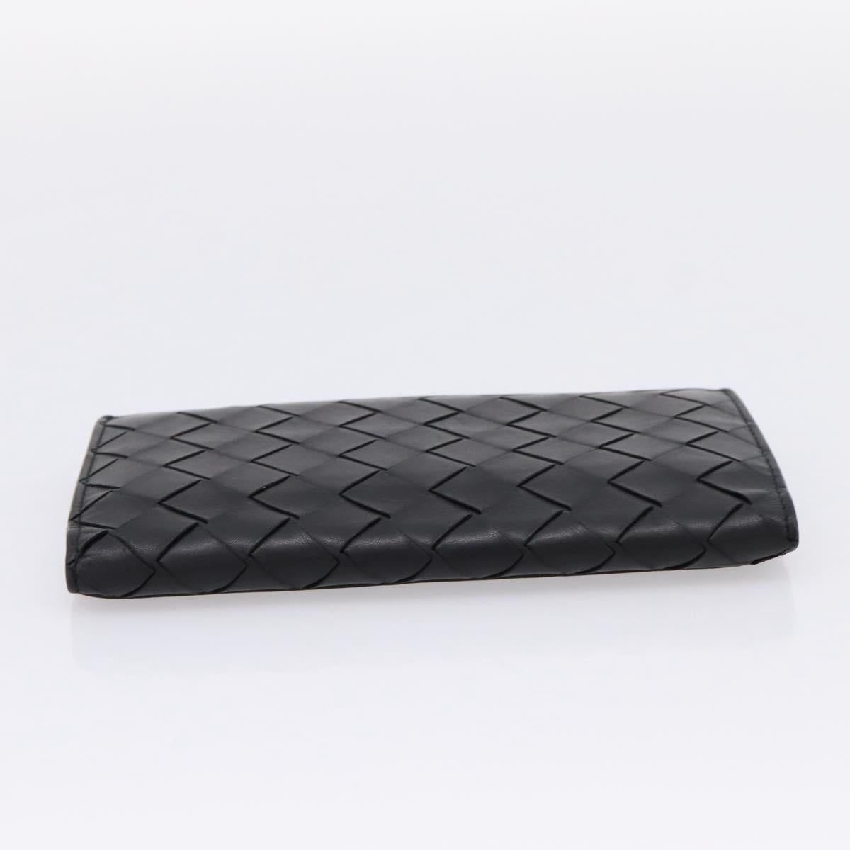 Bottega Veneta INTRECCIATO Long Wallet Leather Black Auth 197965A