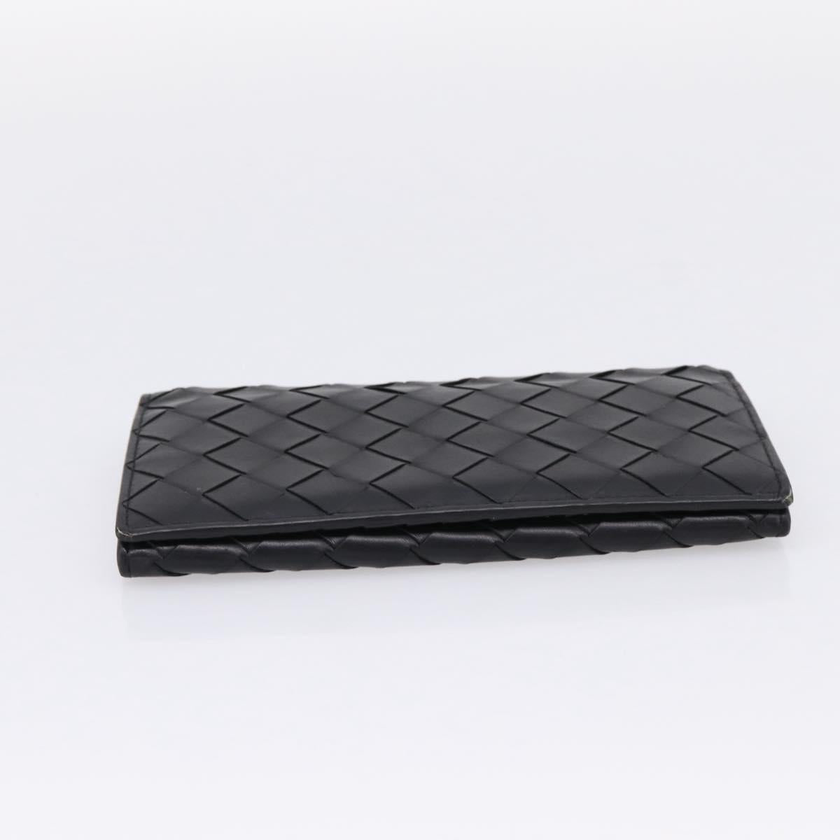 Bottega Veneta INTRECCIATO Long Wallet Leather Black Auth 197965A
