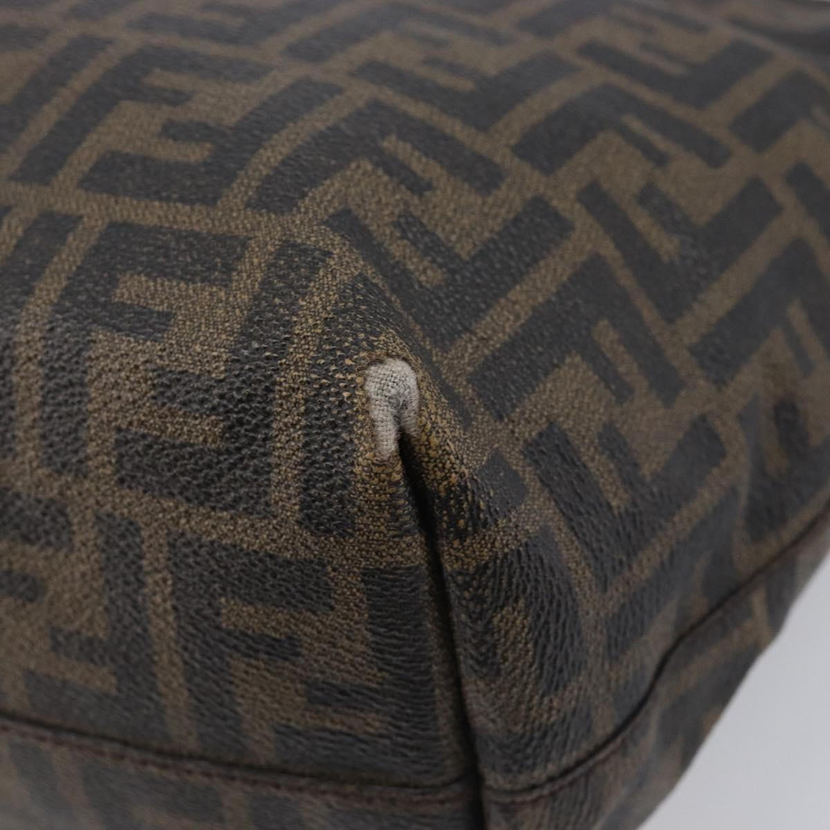 FENDI Zucca Canvas Tote Bag PVC Black Brown Auth 198028