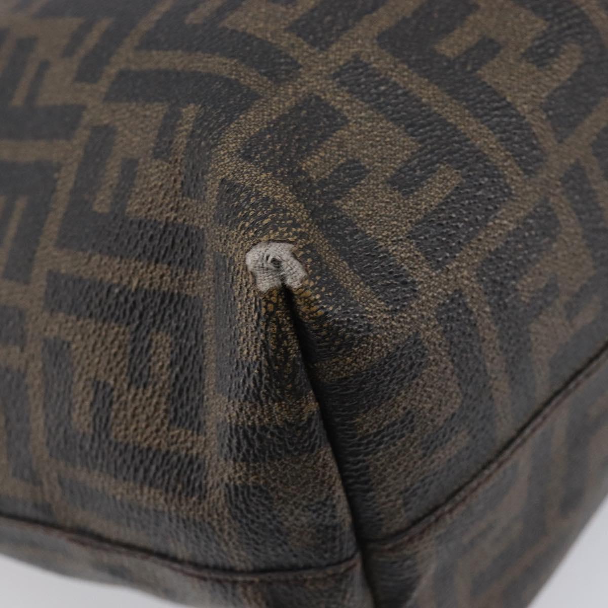 FENDI Zucca Canvas Tote Bag PVC Black Brown Auth 198028
