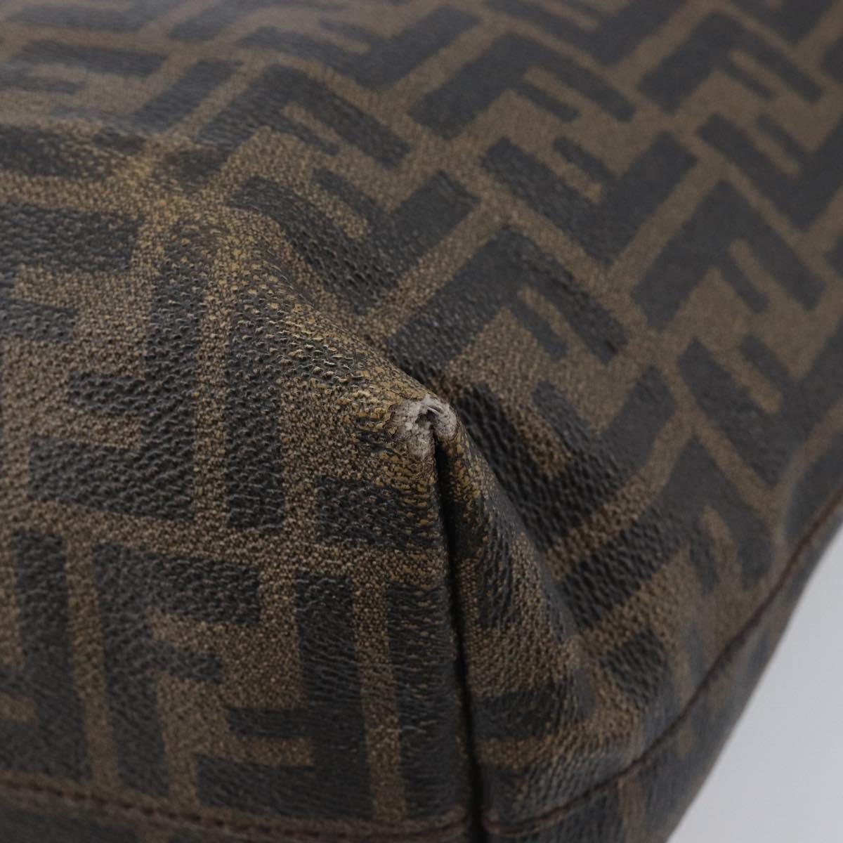FENDI Zucca Canvas Tote Bag PVC Black Brown Auth 198028
