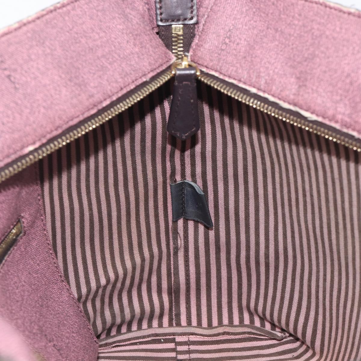 FENDI Zucca Canvas Tote Bag PVC Black Brown Auth 198028