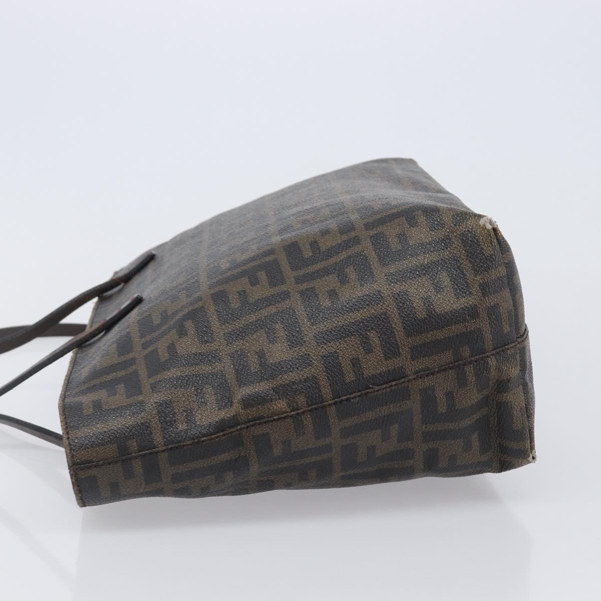 FENDI Zucca Canvas Tote Bag PVC Black Brown Auth 198028