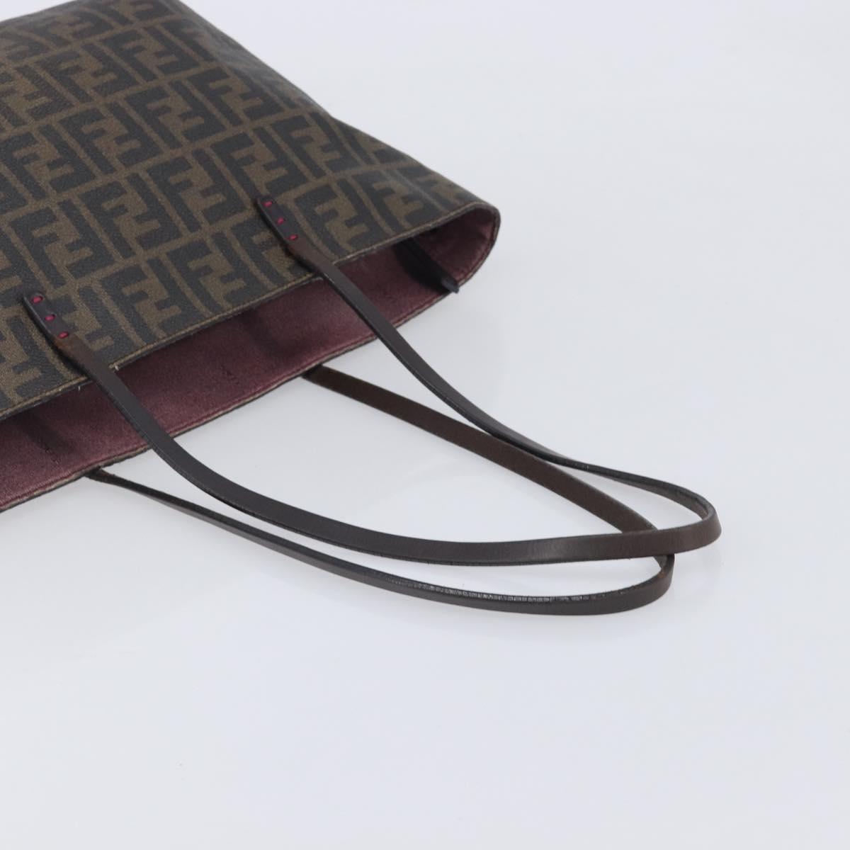 FENDI Zucca Canvas Tote Bag PVC Black Brown Auth 198028