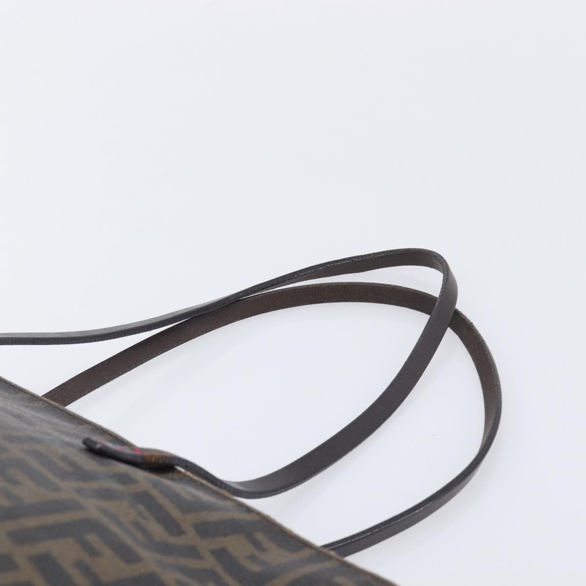 FENDI Zucca Canvas Tote Bag PVC Black Brown Auth 198028