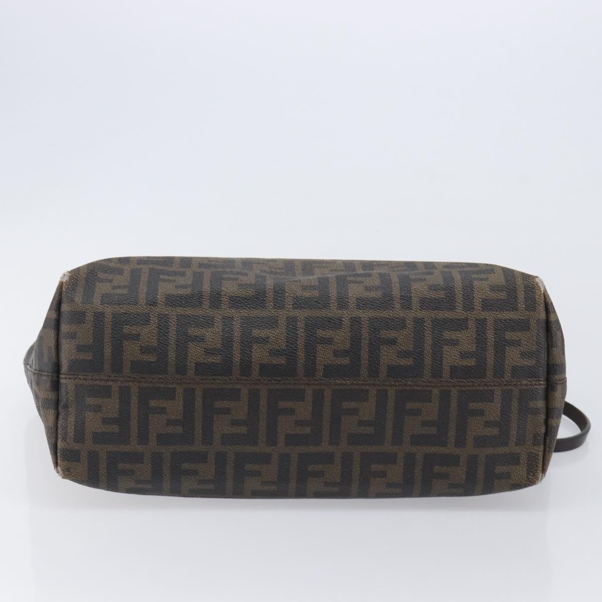 FENDI Zucca Canvas Tote Bag PVC Black Brown Auth 198028